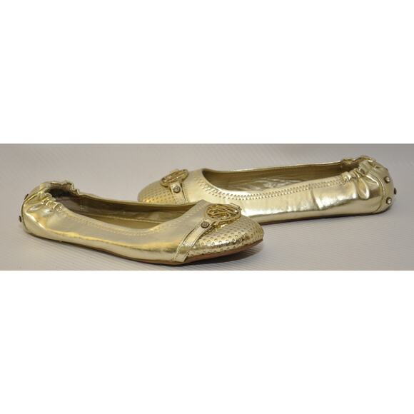 Stuart Weitzman Kids Marjorie Ballet Flat Shoe Gold 5 Pre-Owned - Picture 2 of 11